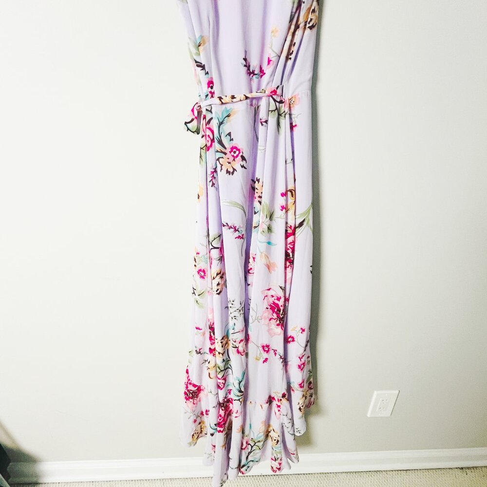 2/$30 Lulus Tawny Lavender Floral Print Wrap Maxi Dress XS - Picture 7 of 10